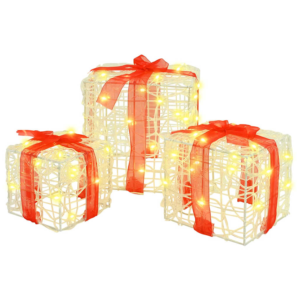 Ajándékdoboz 60 LED-del 3 pcs Meleg fehér 20 x 20 x 20 cm Akril