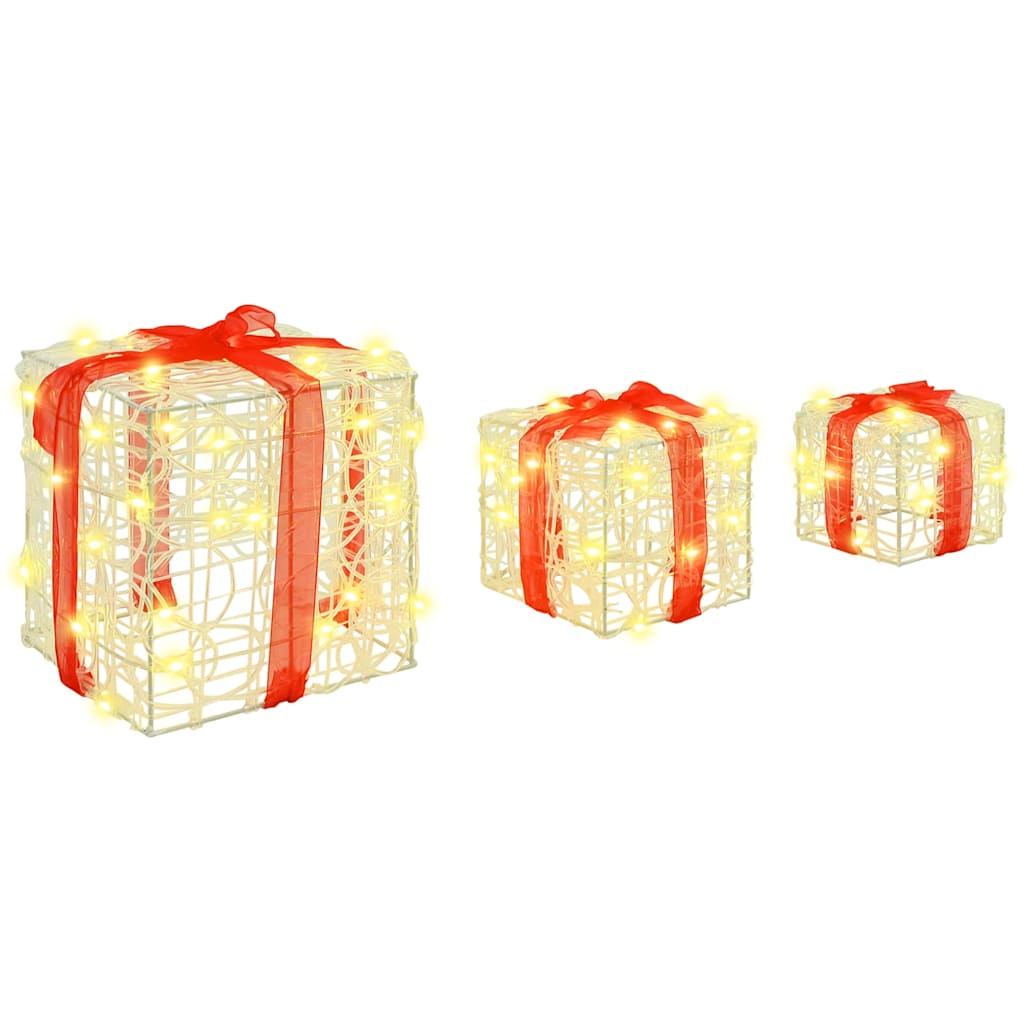 Ajándékdoboz 60 LED-del 3 pcs Meleg fehér 20 x 20 x 20 cm Akril