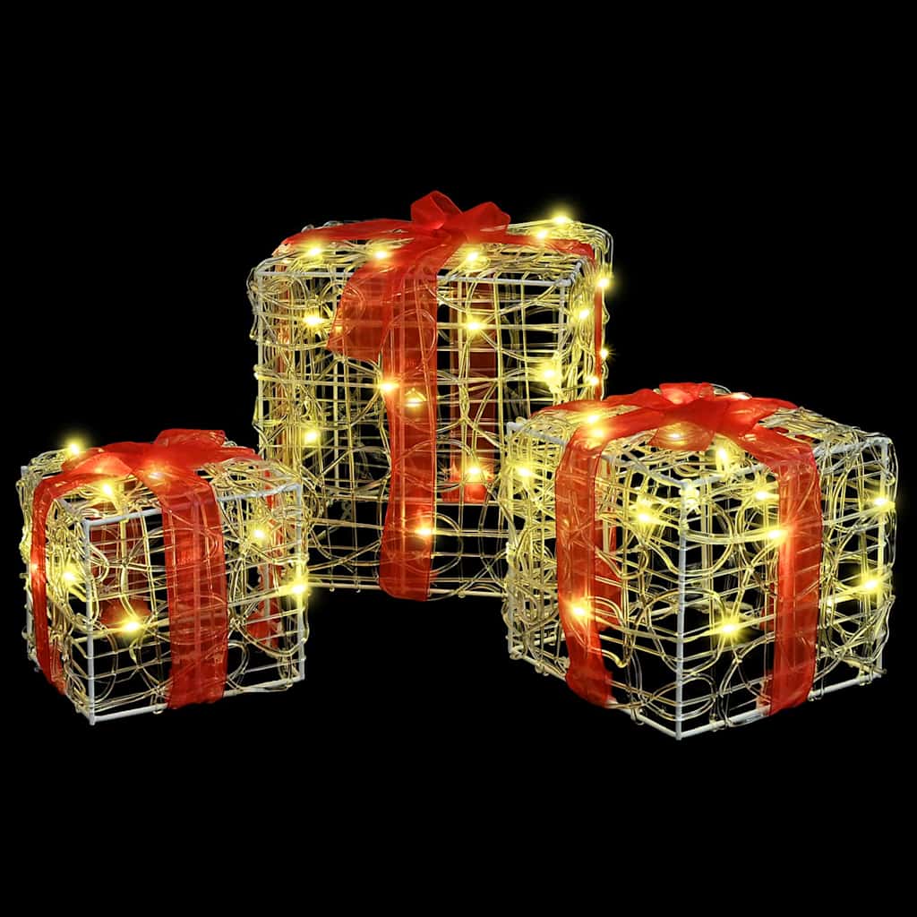 Ajándékdoboz 60 LED-del 3 pcs Meleg fehér 20 x 20 x 20 cm Akril