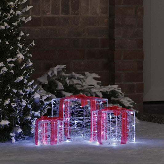 Ajándékdoboz 60 LED-del 3 pcs Hideg feher 20 x 20 x 20 cm Akril