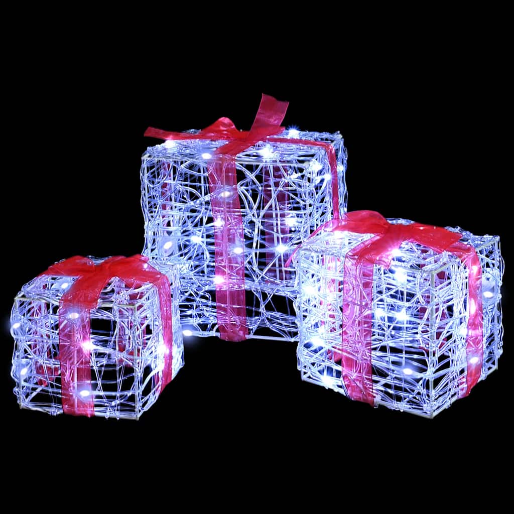 Ajándékdoboz 60 LED-del 3 pcs Hideg feher 20 x 20 x 20 cm Akril