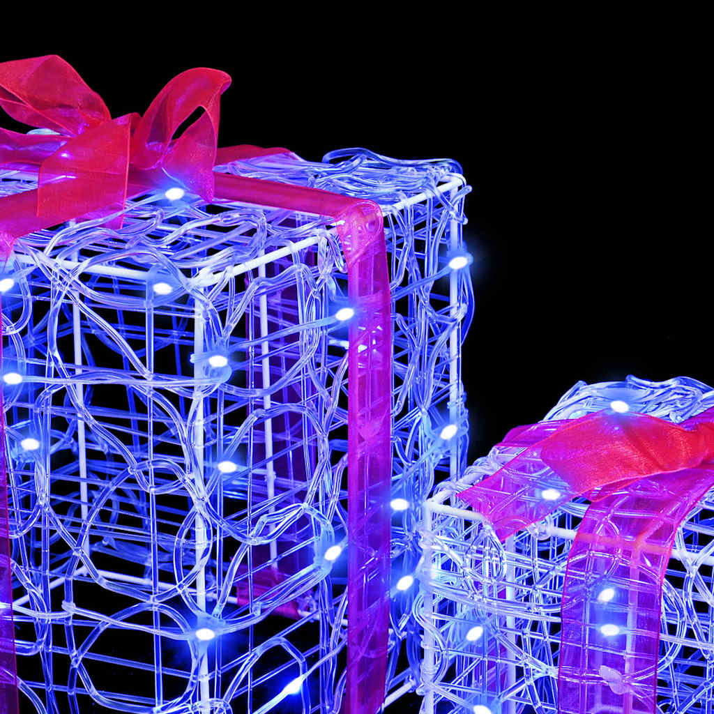 Ajándékdoboz 60 LED-del 3 pcs Kék 20 x 20 x 20 cm Akril