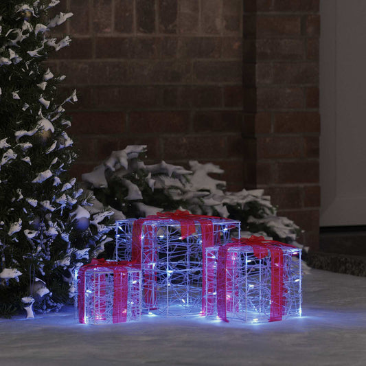 Ajándékdoboz 60 LED-del 3 pcs Kék 20 x 20 x 20 cm Akril