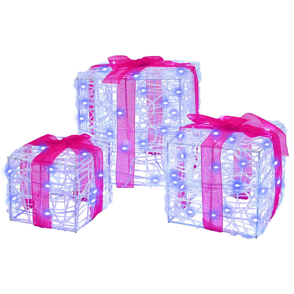Ajándékdoboz 60 LED-del 3 pcs Kék 20 x 20 x 20 cm Akril
