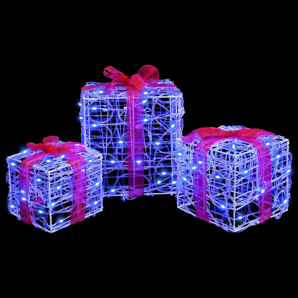 Ajándékdoboz 60 LED-del 3 pcs Kék 20 x 20 x 20 cm Akril
