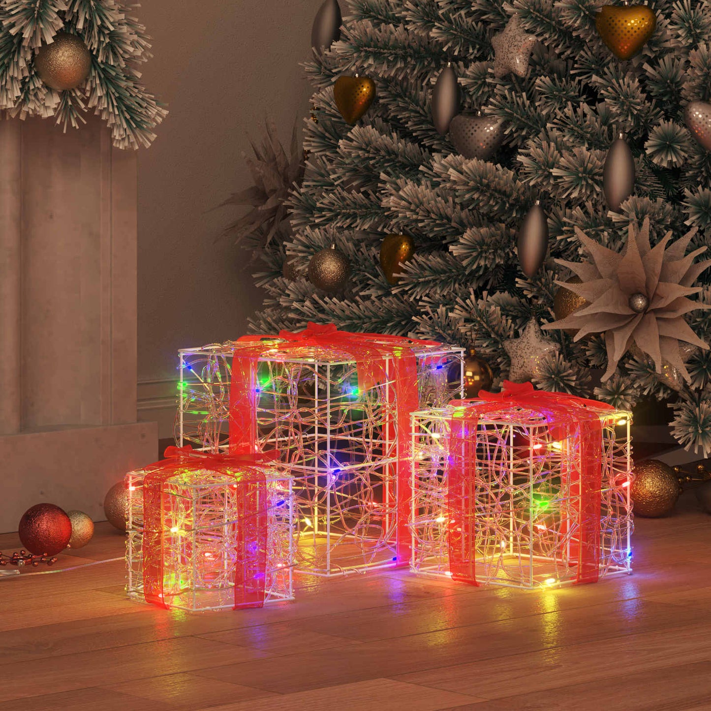 Ajándékdoboz 60 LED-del 3 pcs Sokszínű 20 x 20 x 20 cm Akril