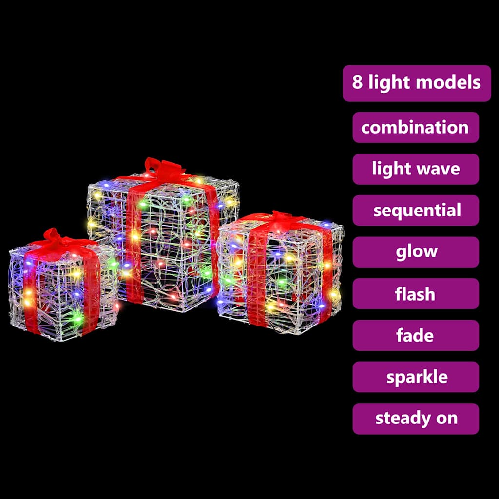 Ajándékdoboz 60 LED-del 3 pcs Sokszínű 20 x 20 x 20 cm Akril