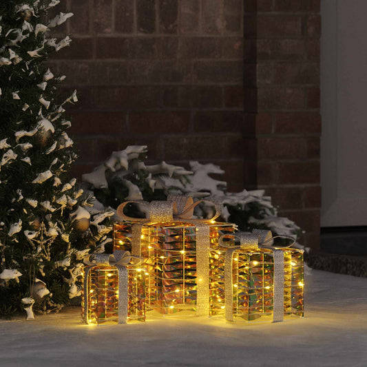 Ajándékdoboz 60 LED-del 3 pcs Meleg fehér 20 x 20 x 20 cm PET