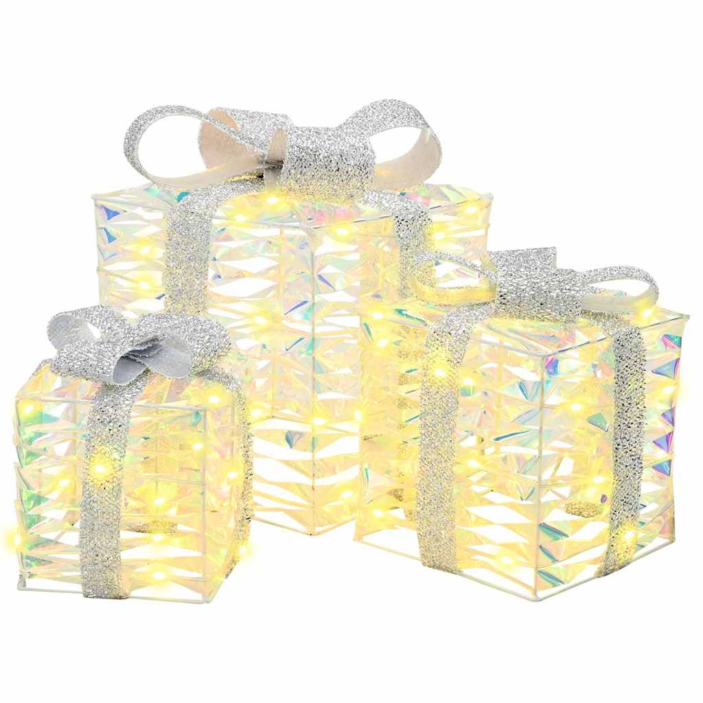 Ajándékdoboz 60 LED-del 3 pcs Meleg fehér 20 x 20 x 20 cm PET