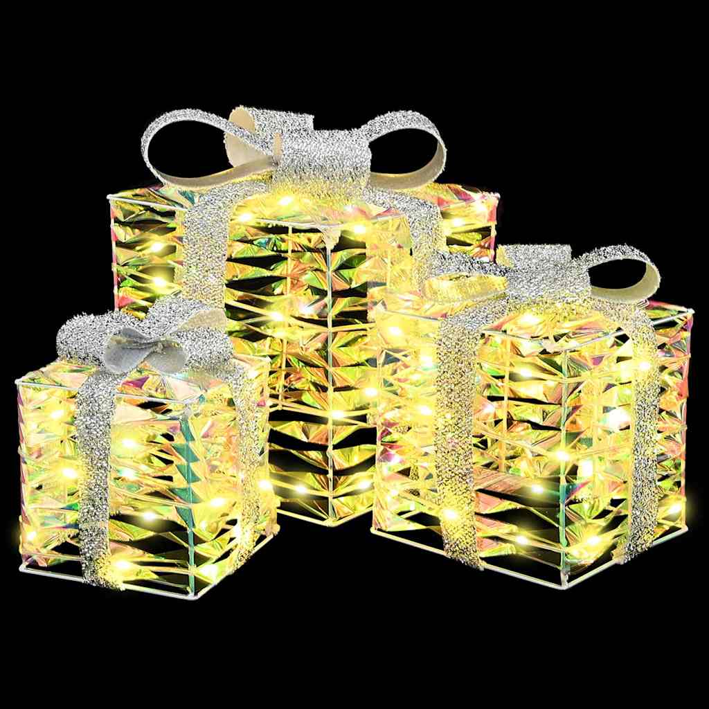 Ajándékdoboz 60 LED-del 3 pcs Meleg fehér 20 x 20 x 20 cm PET