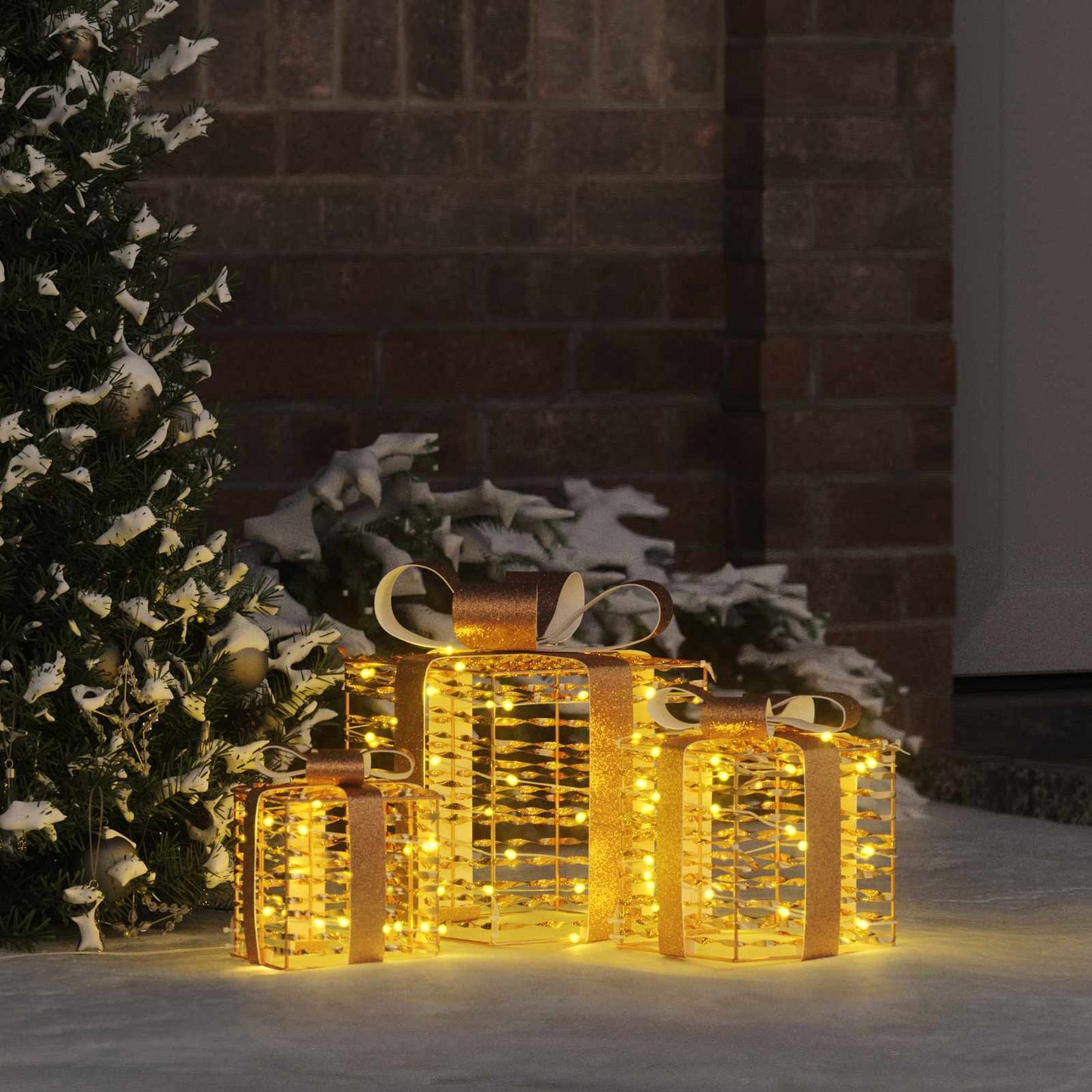 Ajándékdoboz 60 LED-del 3 pcs Meleg fehér 20 x 20 x 20 cm PET