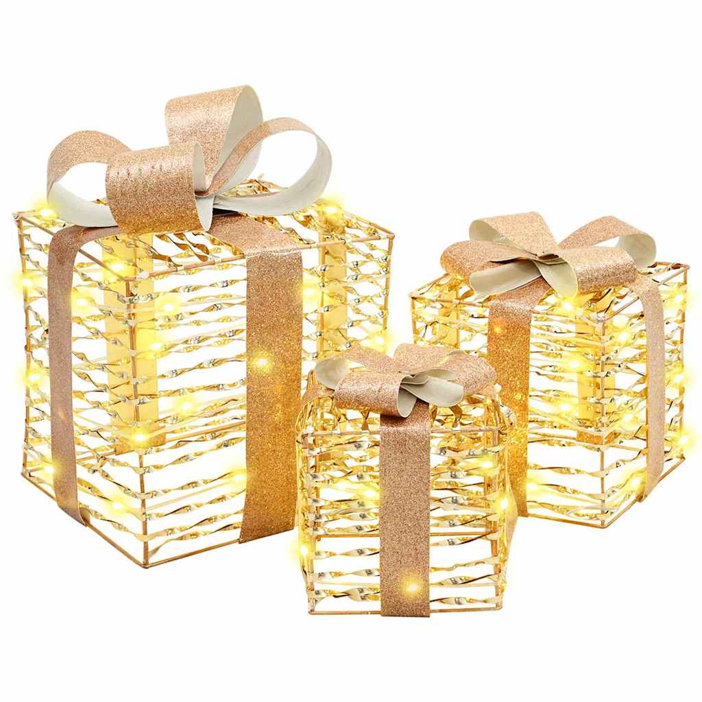 Ajándékdoboz 60 LED-del 3 pcs Meleg fehér 20 x 20 x 20 cm PET