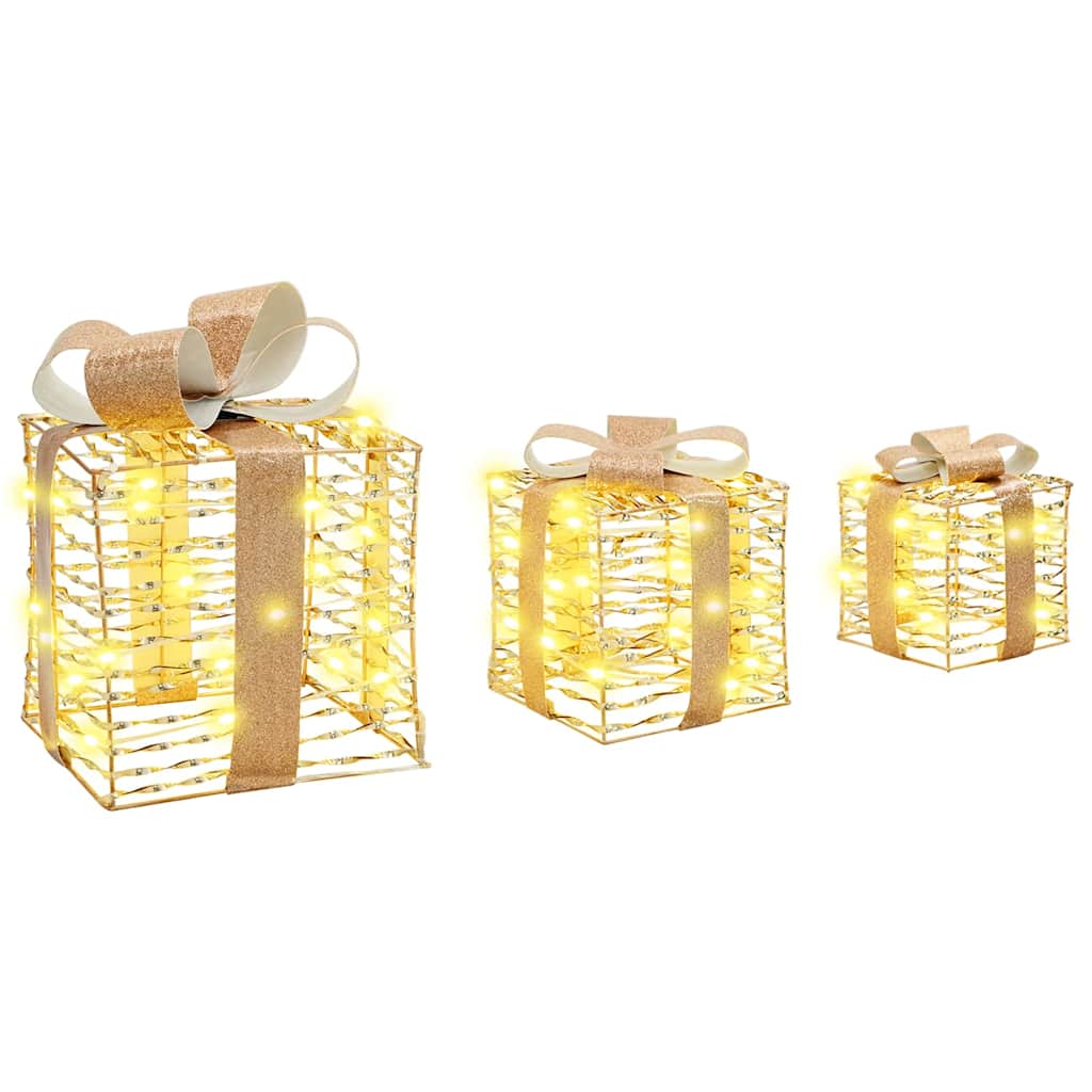 Ajándékdoboz 60 LED-del 3 pcs Meleg fehér 20 x 20 x 20 cm PET
