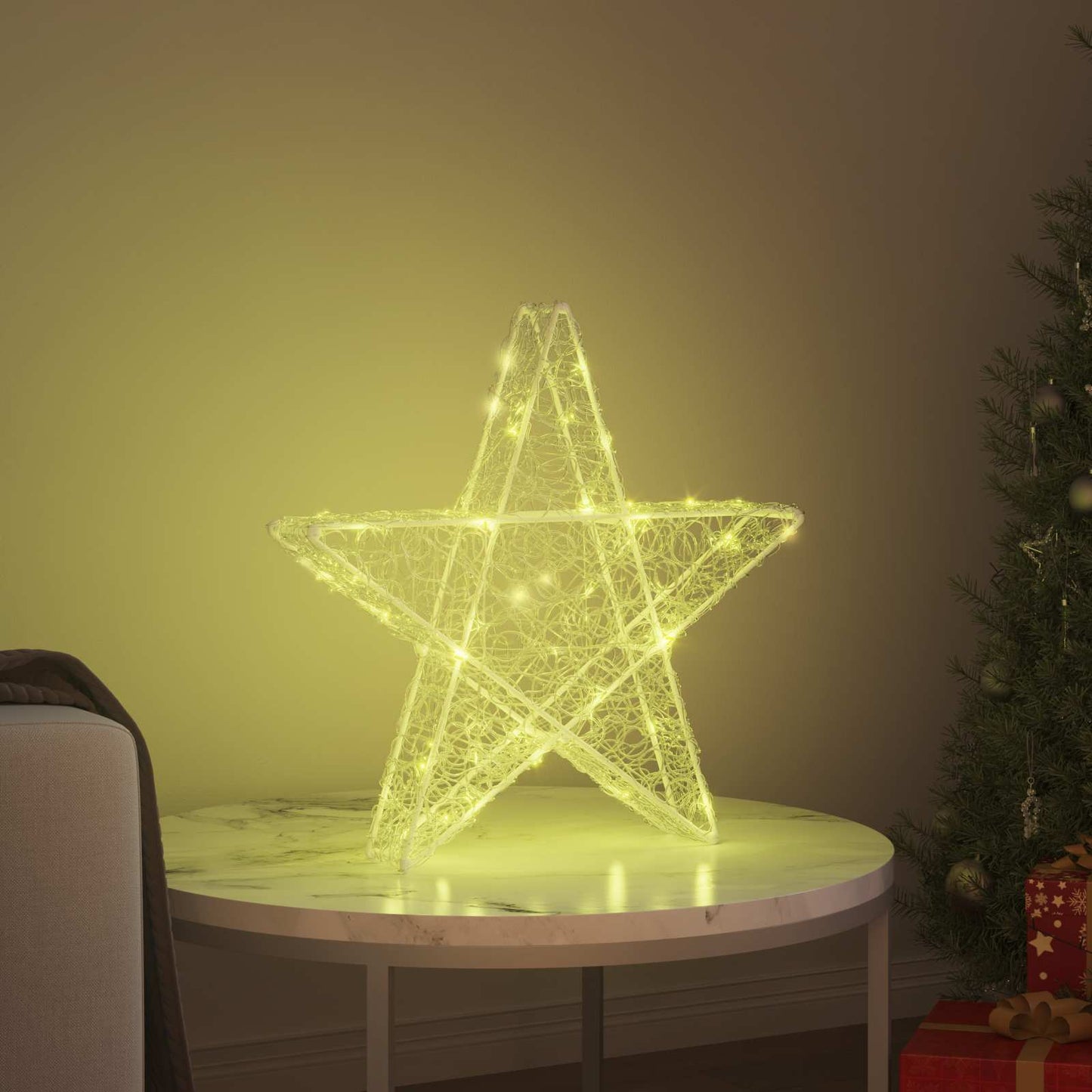 3D Csillag 50 LED-del Meleg fehér 55 x 53.5 x 10 cm Akril