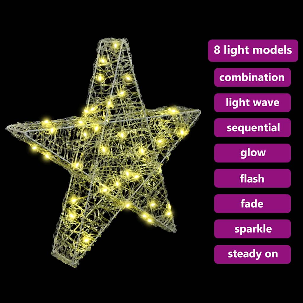 3D Csillag 50 LED-del Meleg fehér 55 x 53.5 x 10 cm Akril
