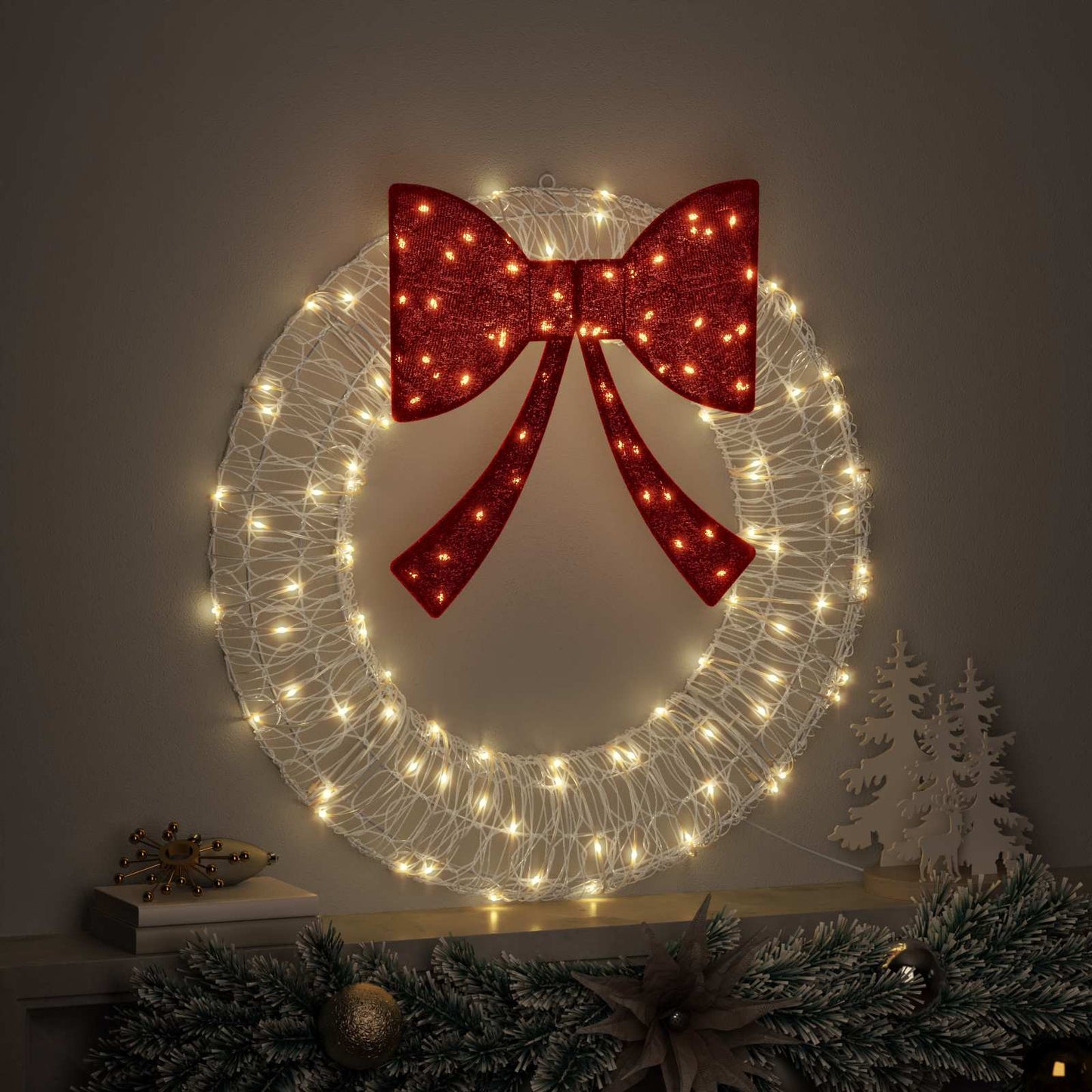 Koszorú 60 LED-del Meleg fehér 76 x 76 x 8,5 cm Akril