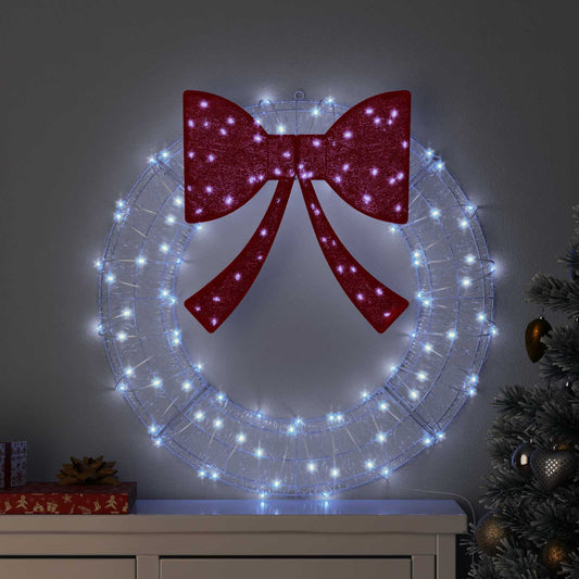 Koszorú 60 LED-del Hideg feher 76 x 76 x 8,5 cm Akril