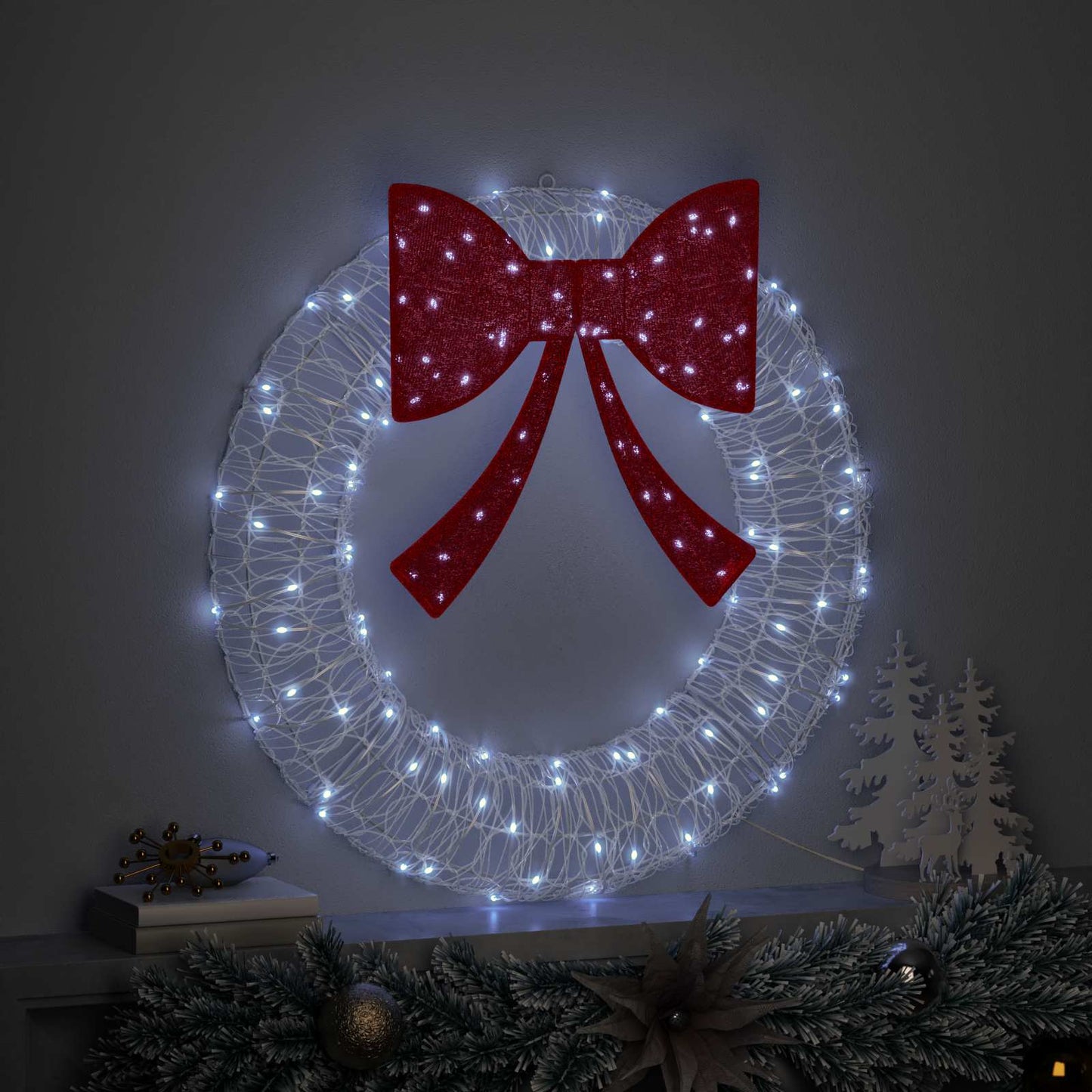 Koszorú 60 LED-del Hideg feher 76 x 76 x 8,5 cm Akril