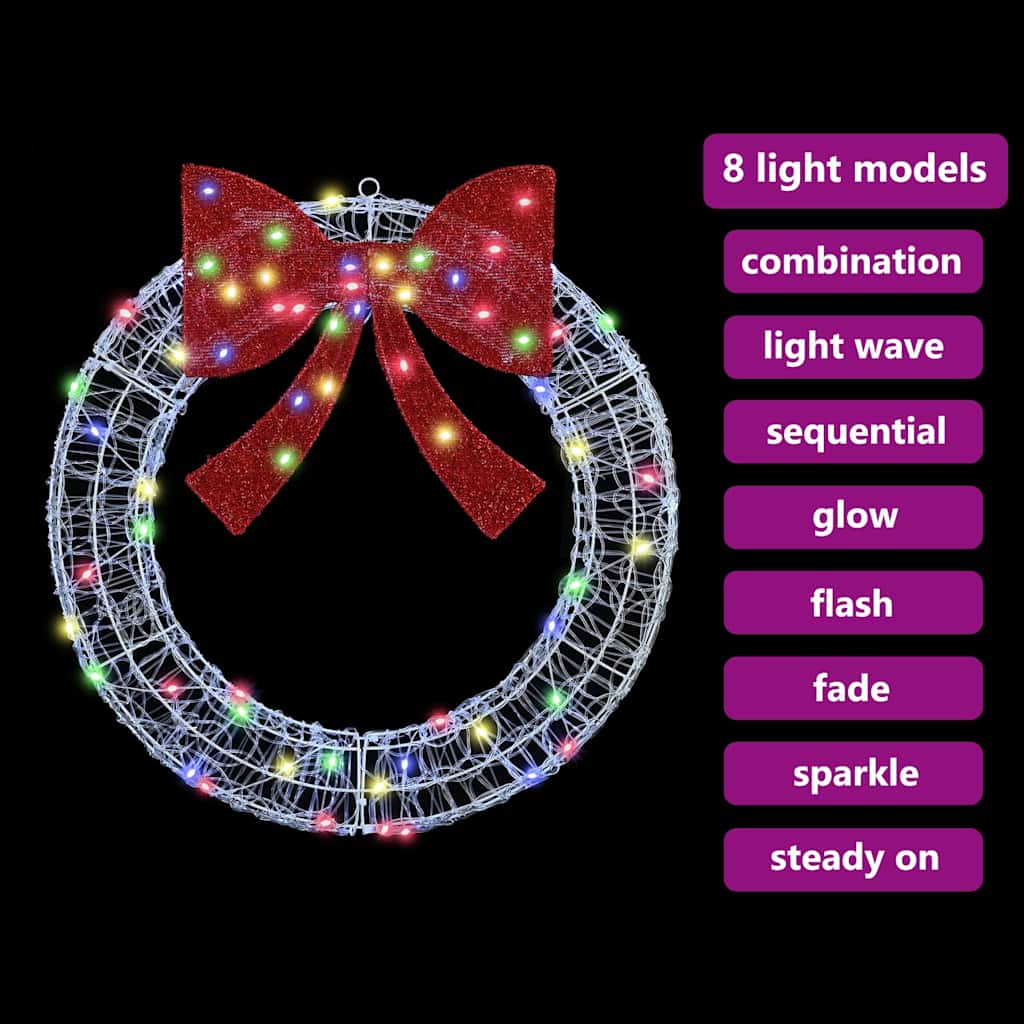 Koszorú 60 LED-del Sokszínű 76 x 76 x 8,5 cm Akril