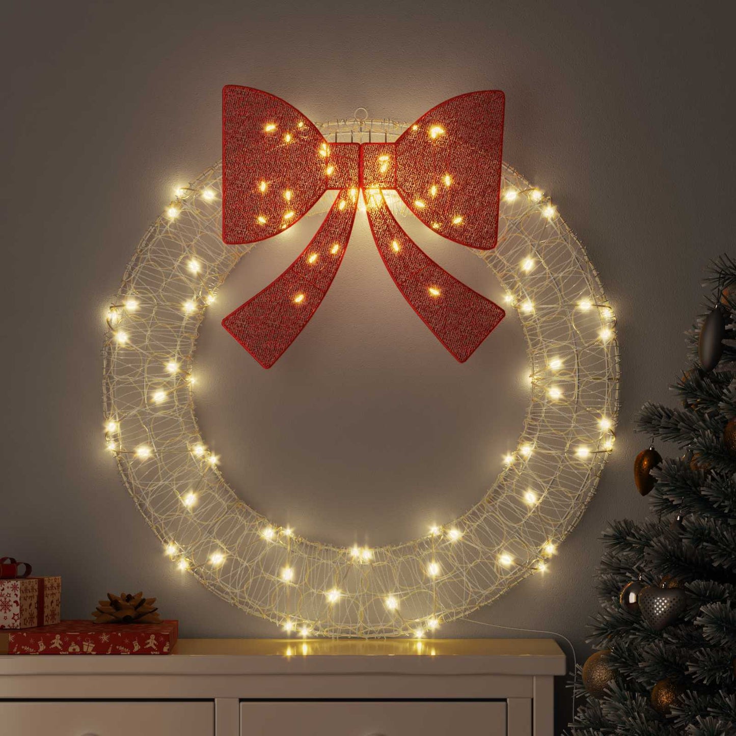 Koszorú 80 LED-del Meleg fehér 92 x 92 x 9,5 cm Akril