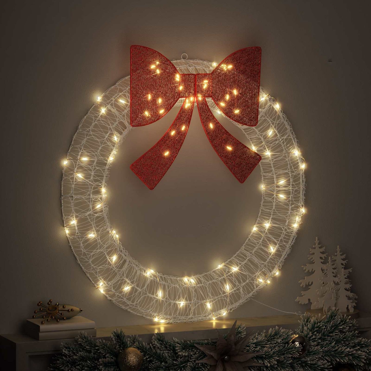 Koszorú 80 LED-del Meleg fehér 92 x 92 x 9,5 cm Akril