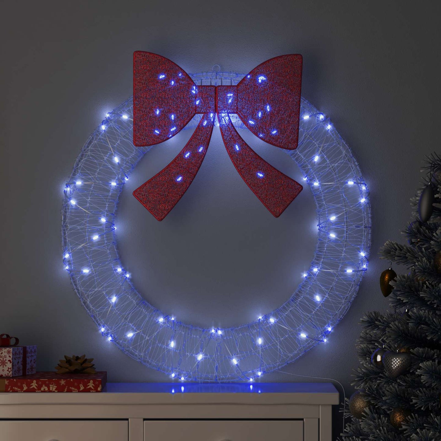 Koszorú 80 LED-del Kék 92 x 92 x 9,5 cm Akril