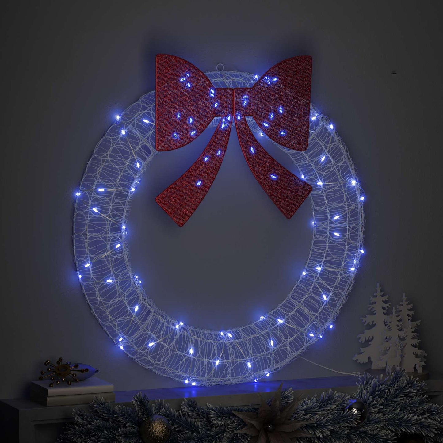 Koszorú 80 LED-del Kék 92 x 92 x 9,5 cm Akril