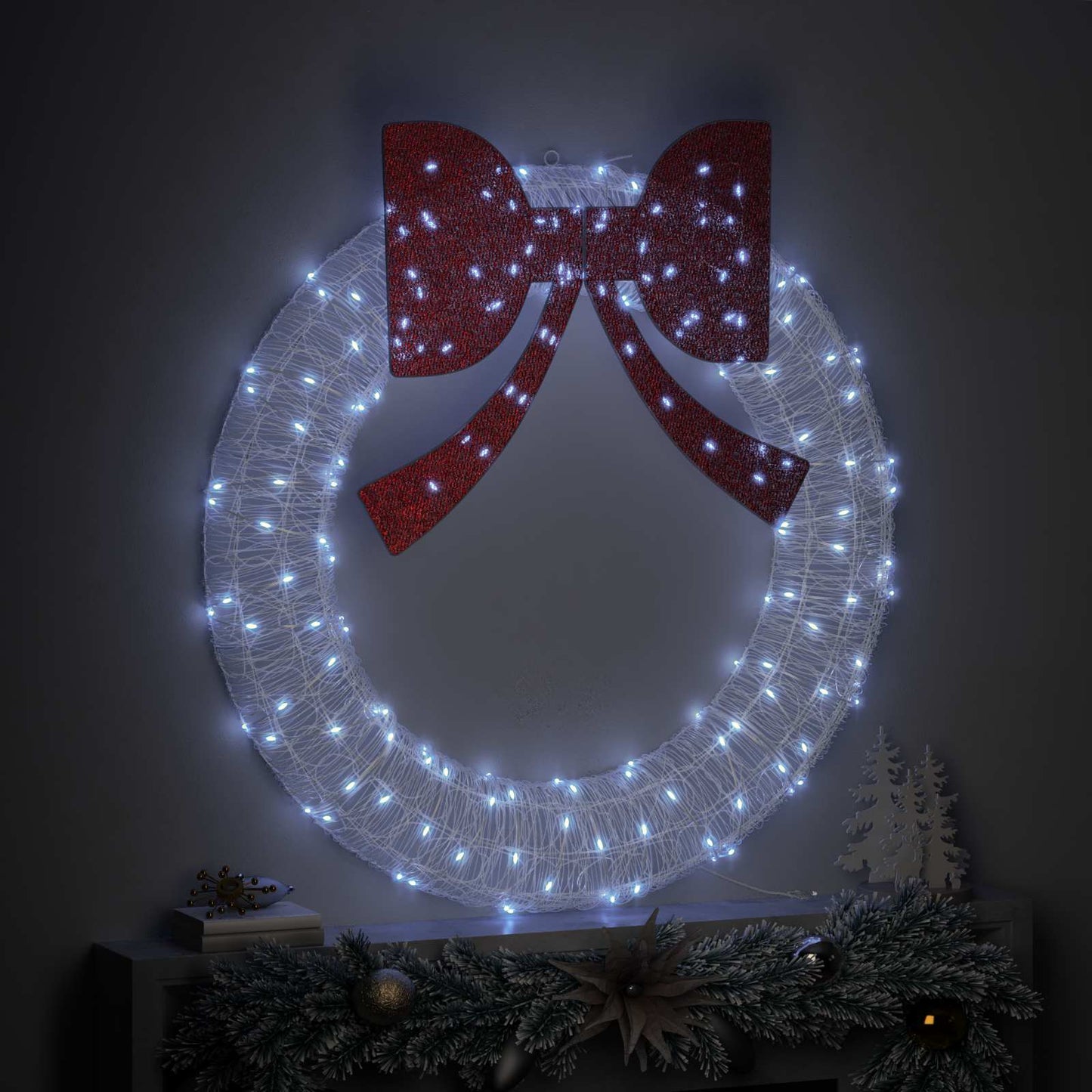 Koszorú 150 LED-del Hideg feher 120 cm Akril