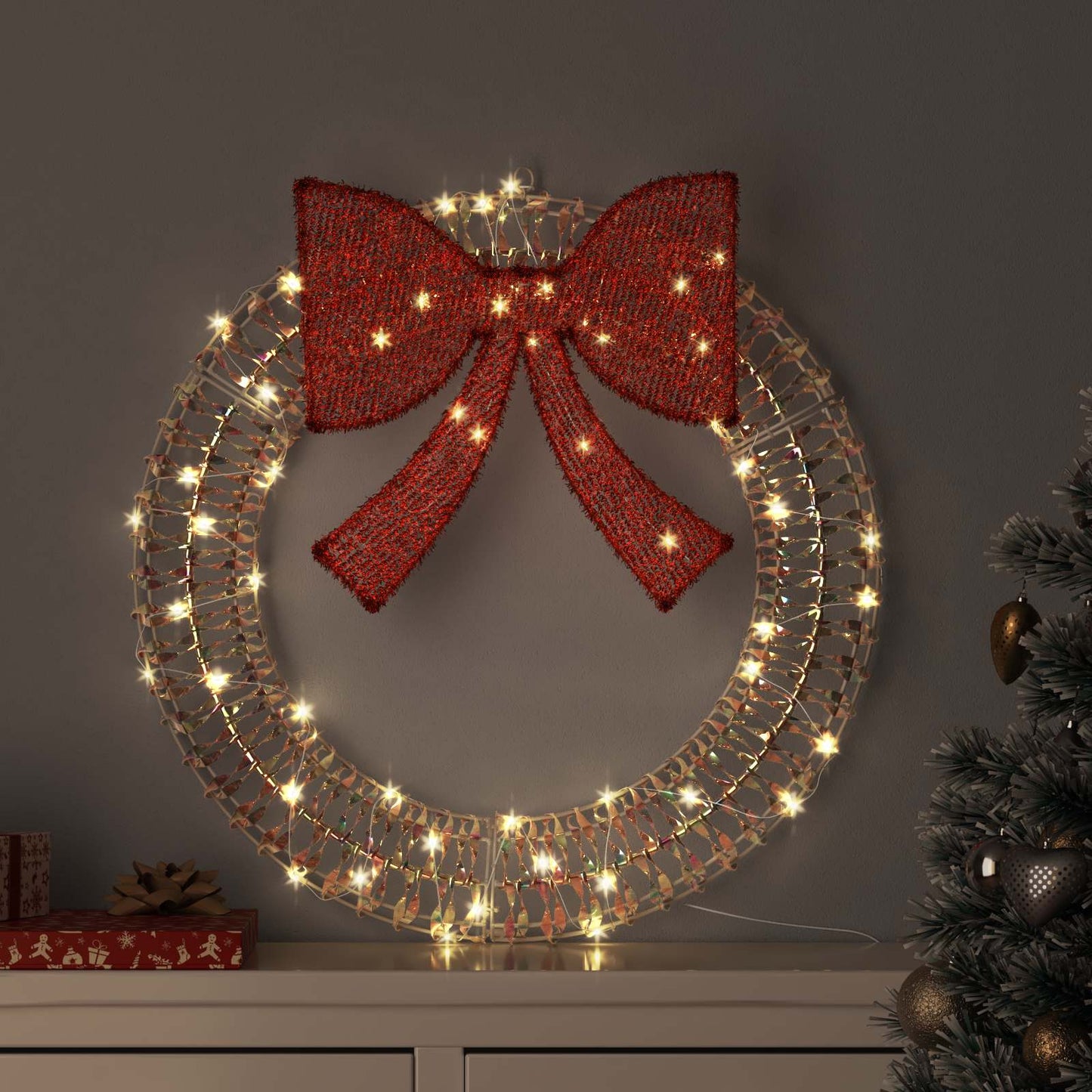 Koszorú 60 LED Meleg fehér 76 x 76 x 8 cm PET