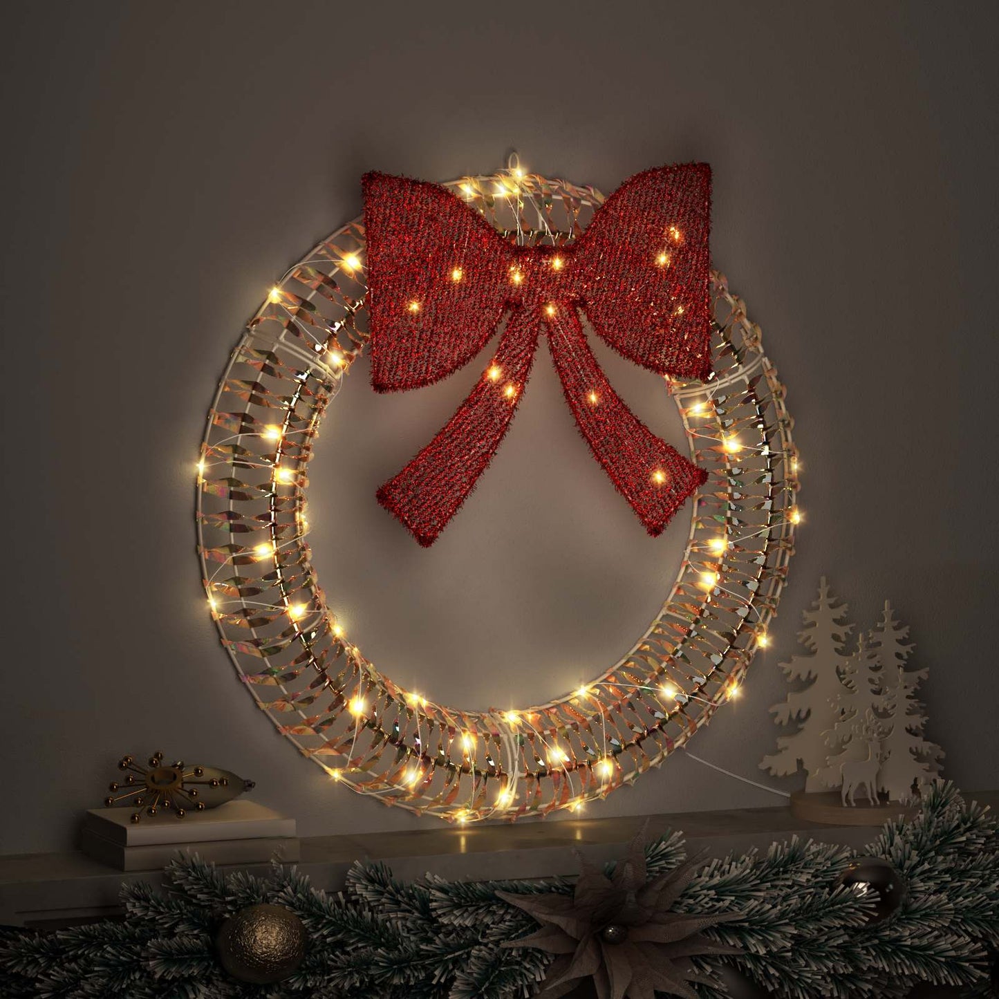 Koszorú 60 LED Meleg fehér 76 x 76 x 8 cm PET