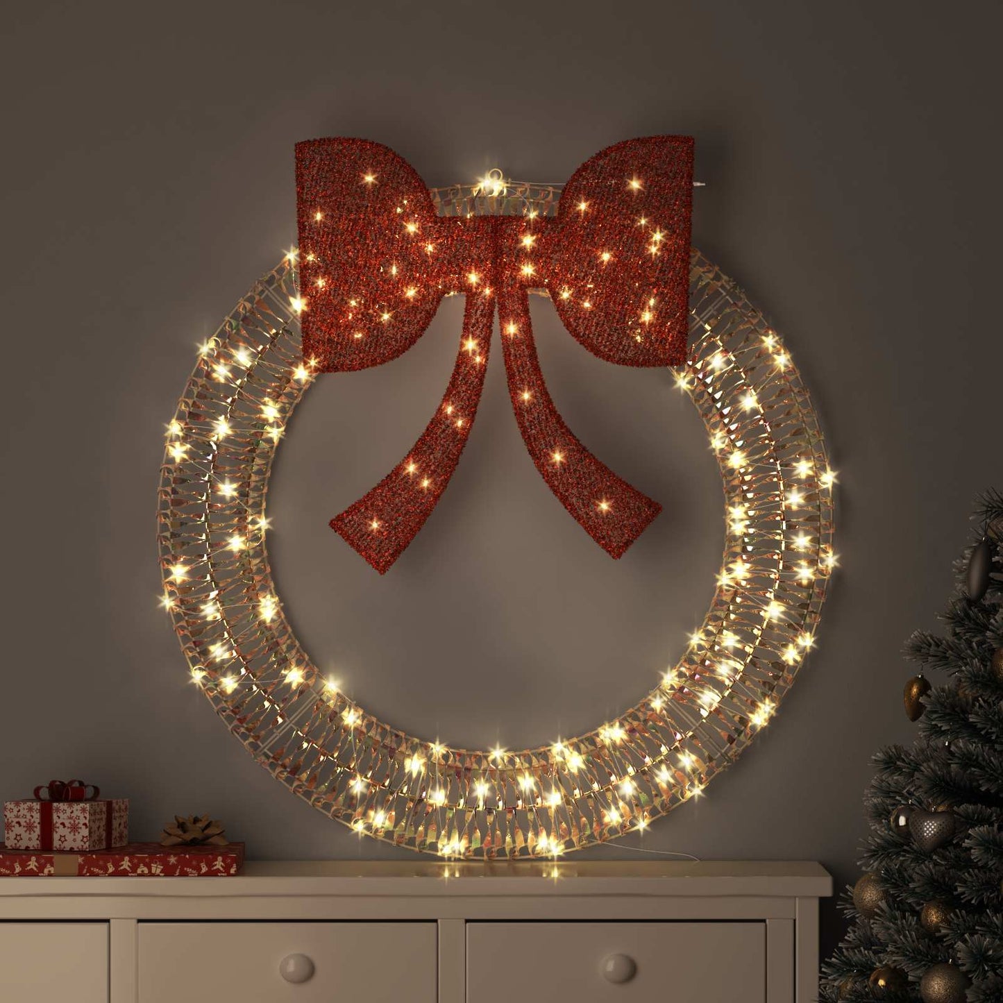 Koszorú Meleg fehér 120 x 120 x 10 cm PET 150 LED