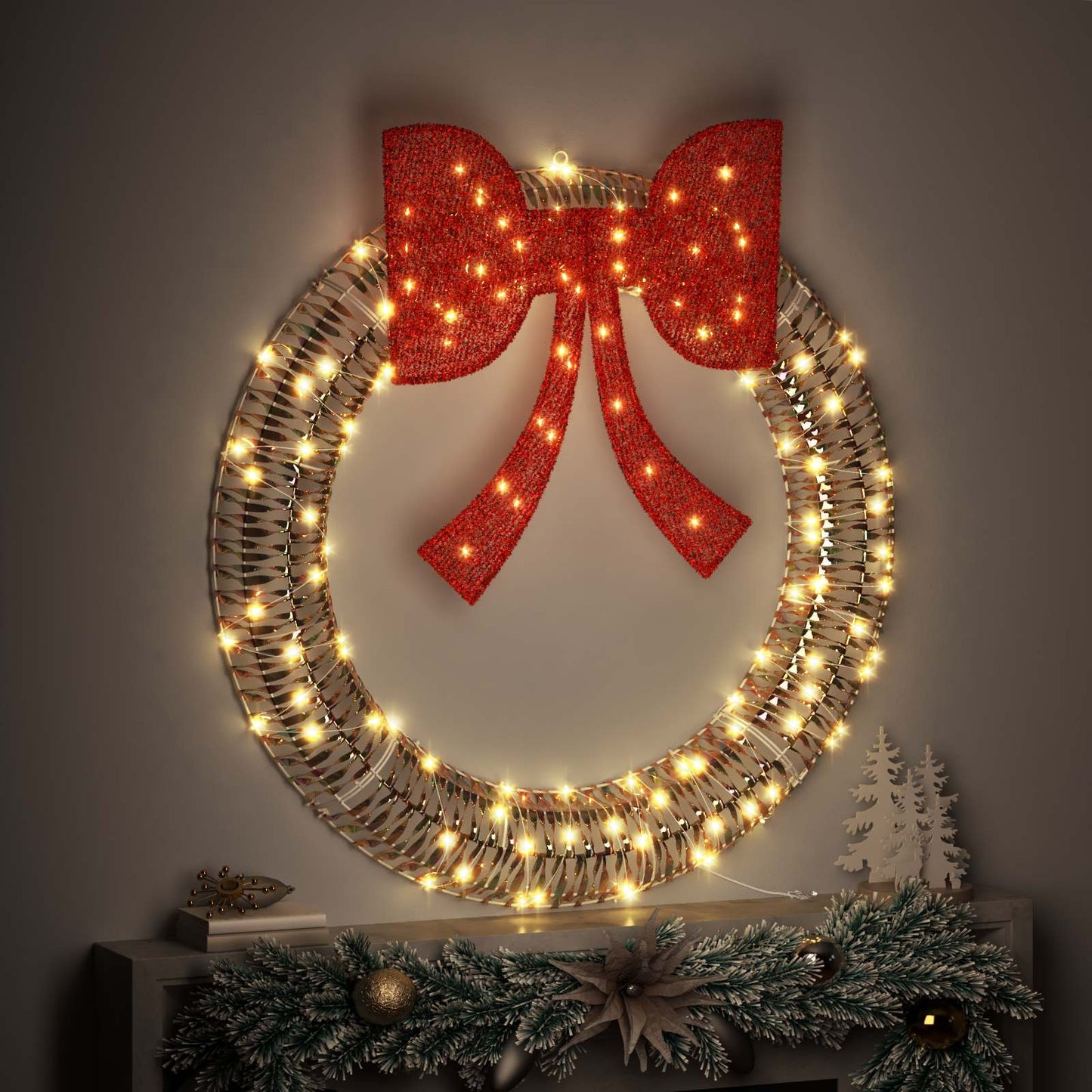Koszorú Meleg fehér 120 x 120 x 10 cm PET 150 LED