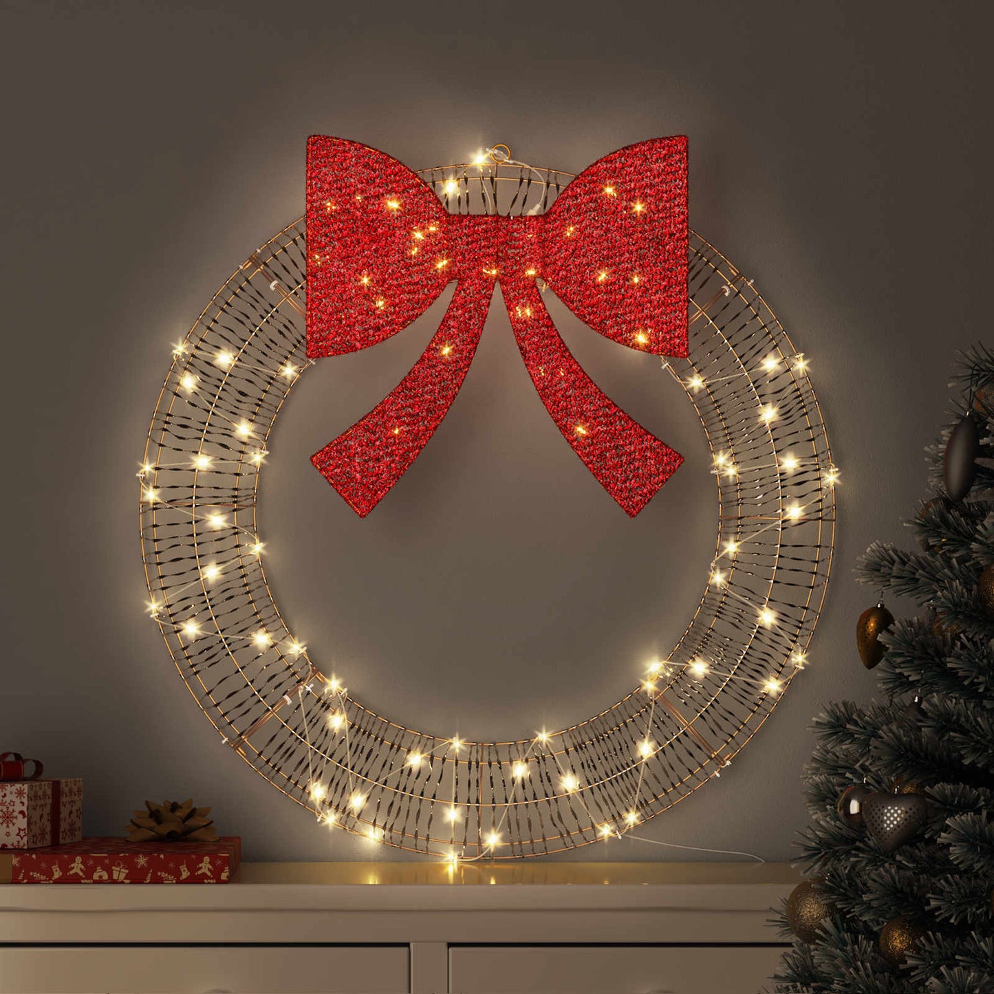 Koszorú 60 LED-del Meleg fehér 76 x 76 x 8 cm PET