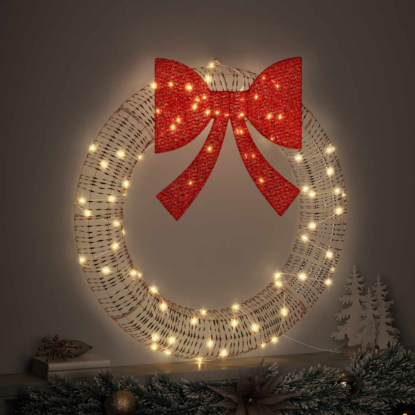 Koszorú 60 LED-del Meleg fehér 76 x 76 x 8 cm PET