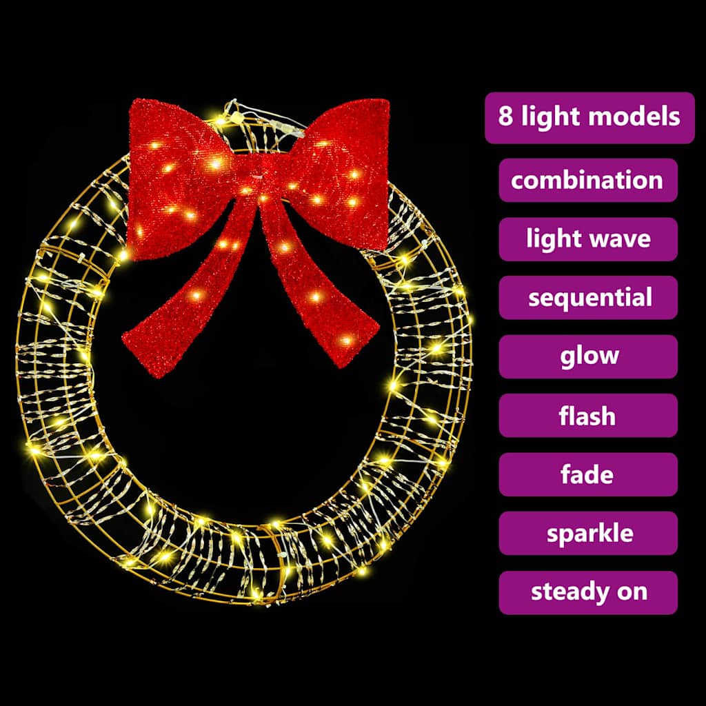 Koszorú 60 LED-del Meleg fehér 76 x 76 x 8 cm PET