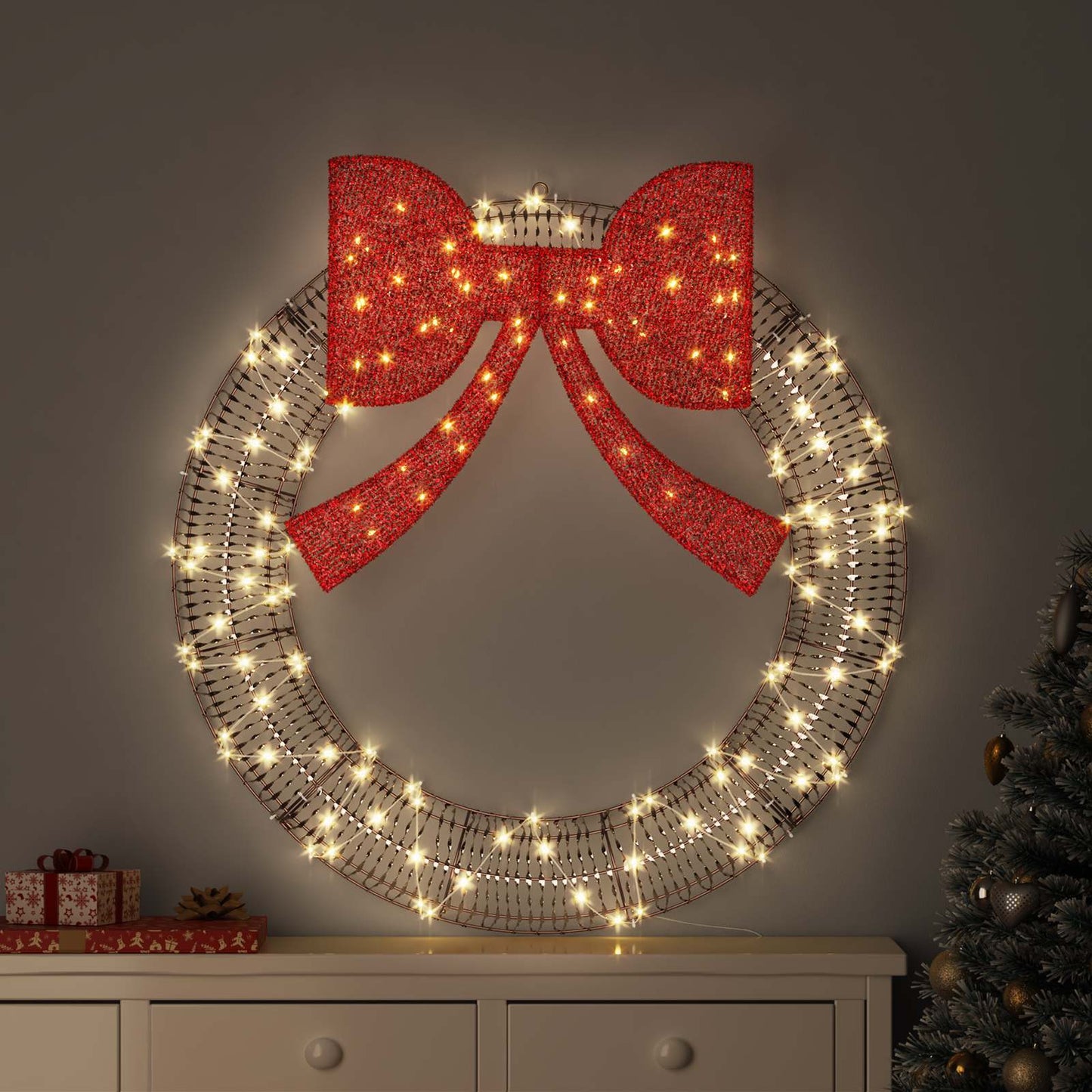 Koszorú 80 LED-del Meleg fehér 91 x 91 x 9 cm PET