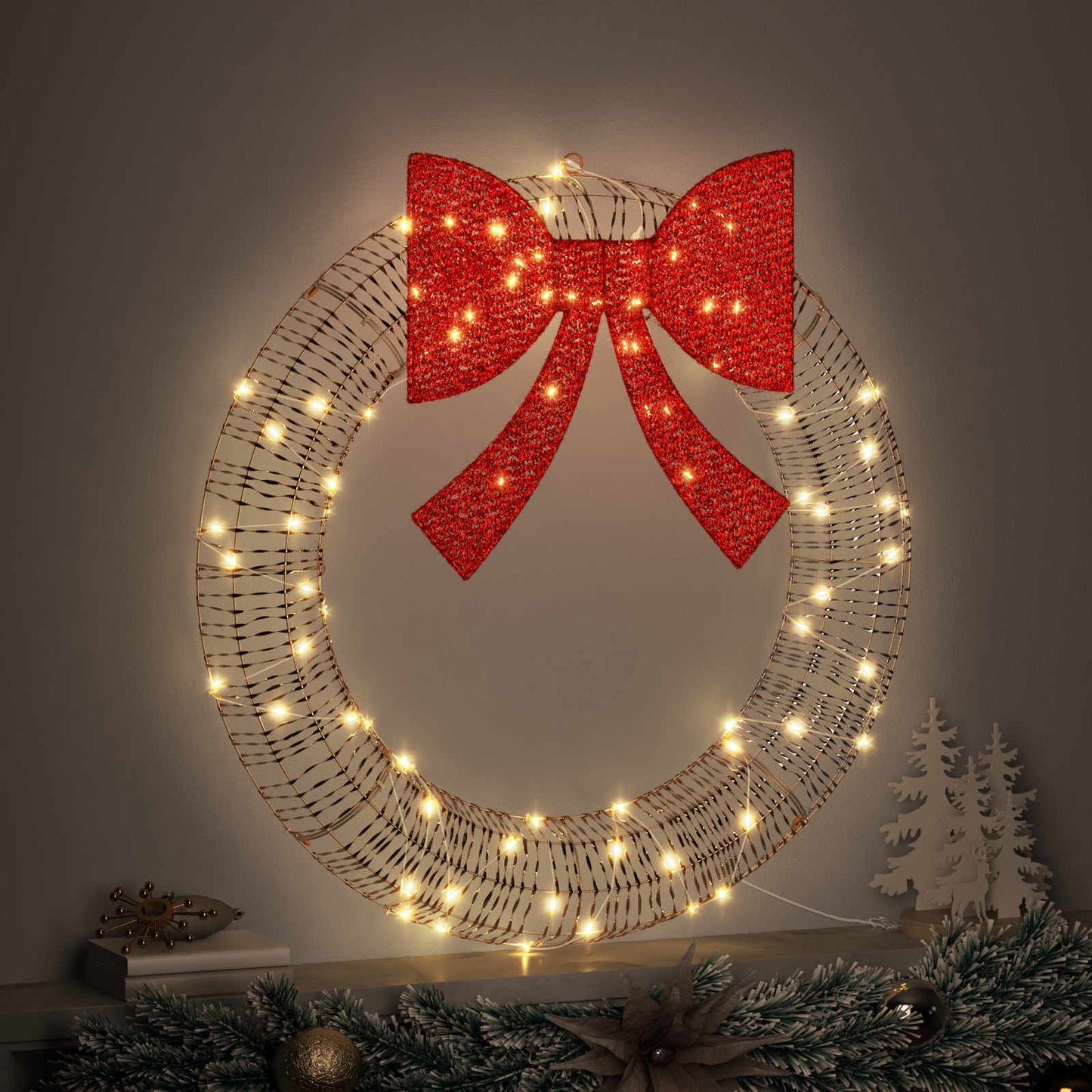 Koszorú 80 LED-del Meleg fehér 91 x 91 x 9 cm PET