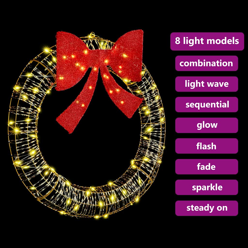 Koszorú 80 LED-del Meleg fehér 91 x 91 x 9 cm PET
