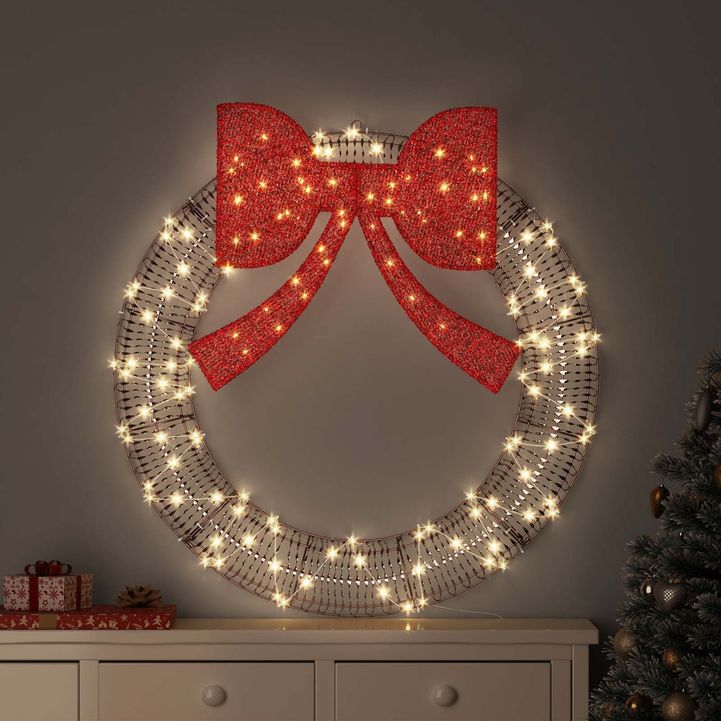 Koszorú 150 LED-del Meleg fehér 121 x 121 x 10 cm PET