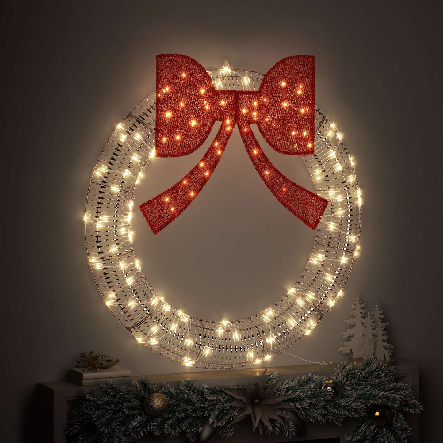 Koszorú 150 LED-del Meleg fehér 121 x 121 x 10 cm PET