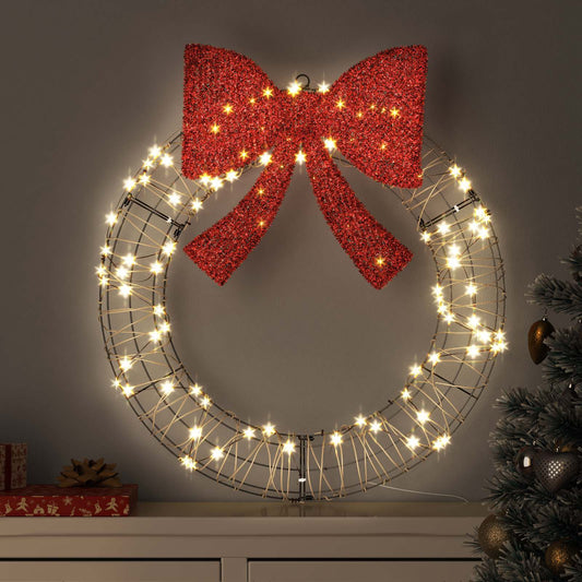 Koszorú 60 LED-del Meleg fehér 75 x 75 x 8 cm Rattan
