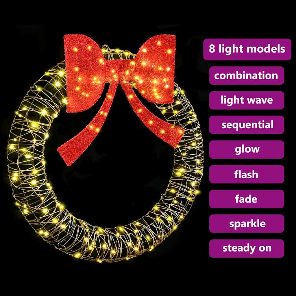 Koszorú 150 LED-del Meleg fehér 121 x 121 x 10 cm Rattan