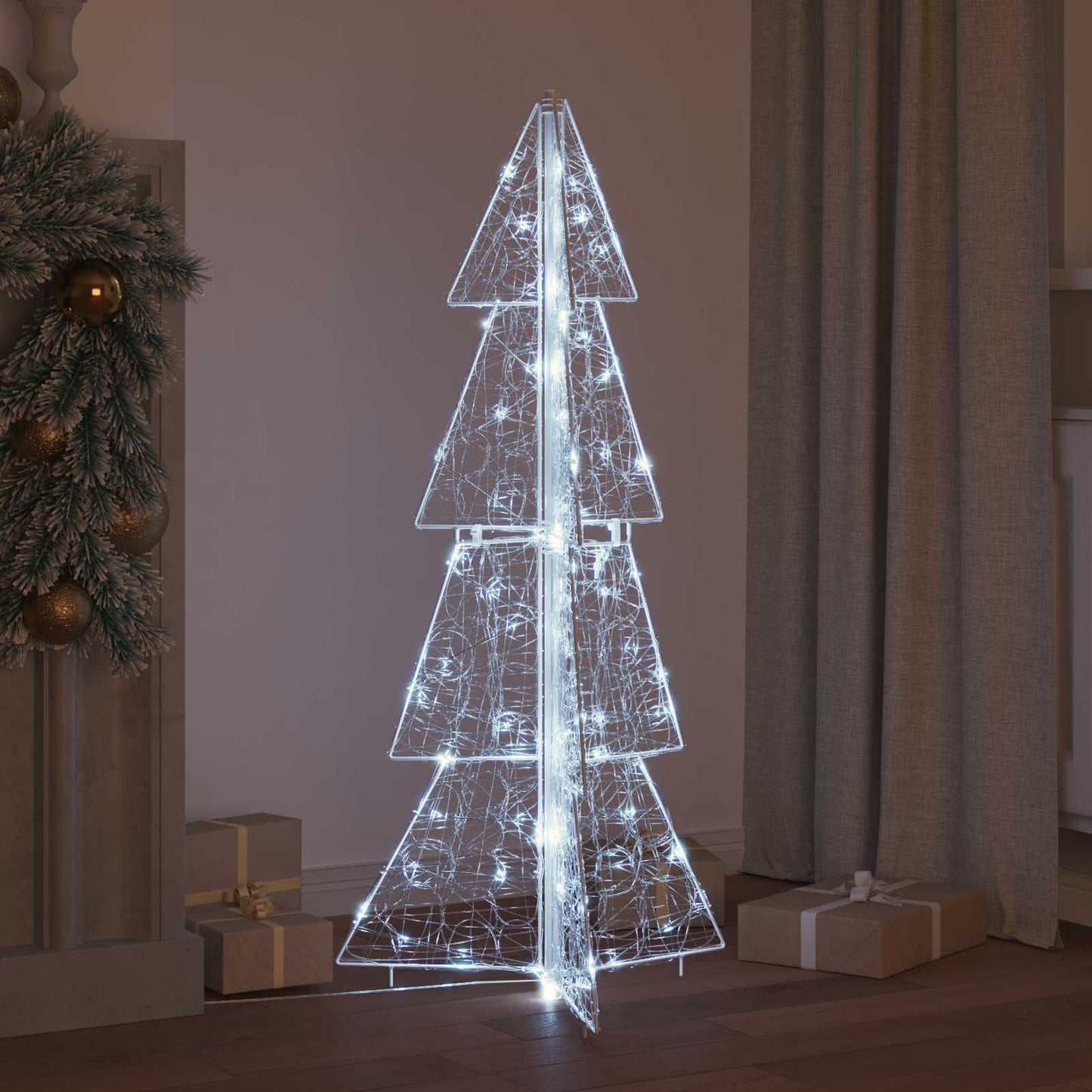 Karácsonyfa 100 LED-del Hideg Fehér 120 cm Akril