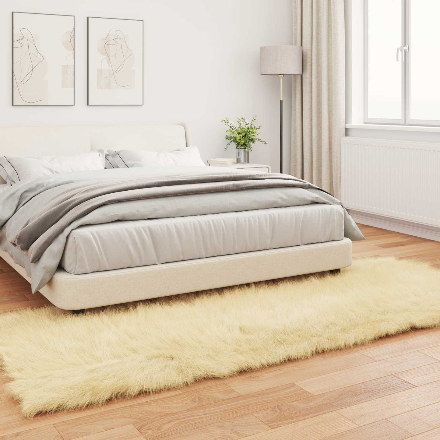 Műbáránybőr szőnyeg TAFALLA Krémszínű 80 x 250 cm Poliészter
