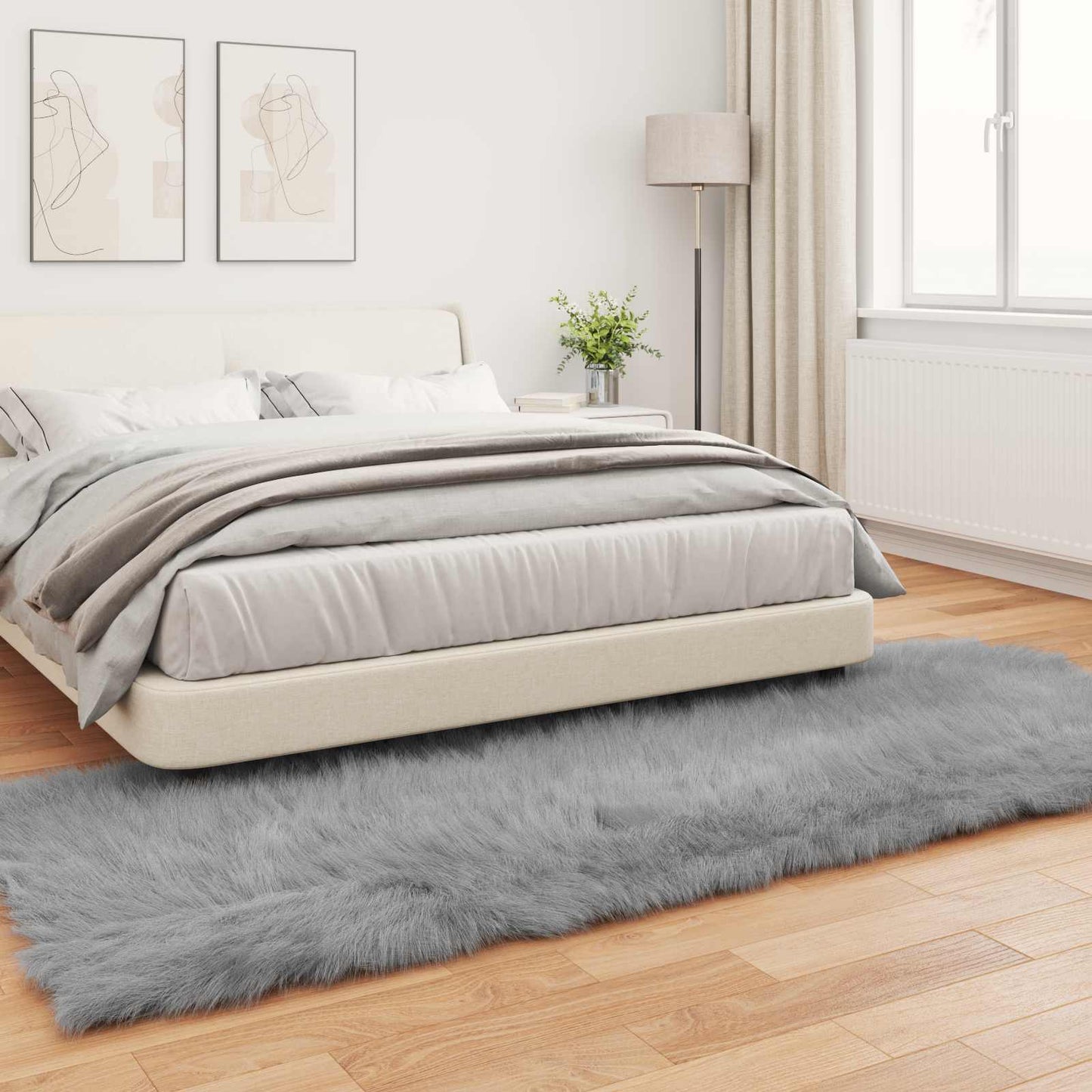 Műbáránybőr szőnyeg TAFALLA Szürke 80 x 250 cm Poliészter
