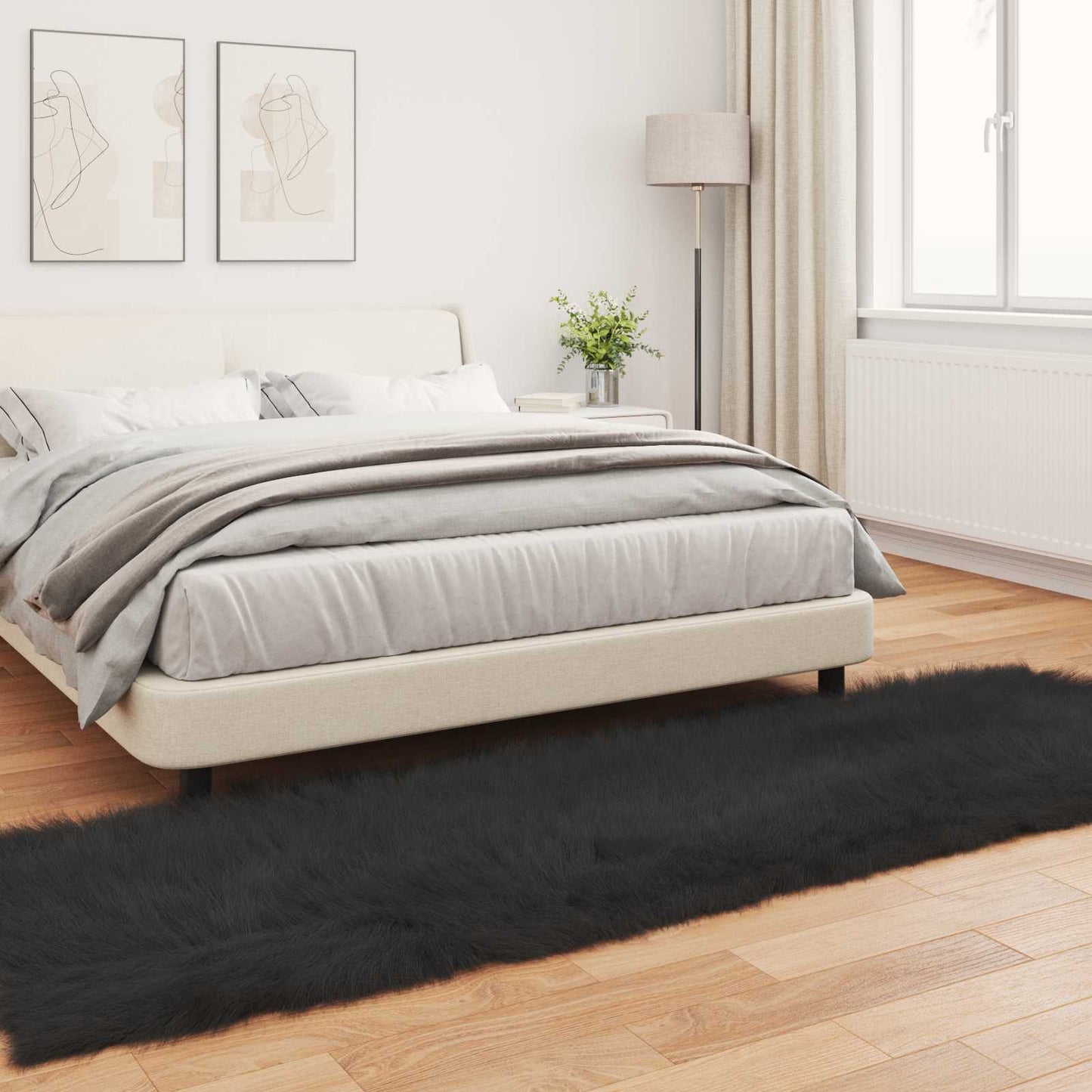 Műbáránybőr szőnyeg TAFALLA Fekete 80 x 250 cm Poliészter