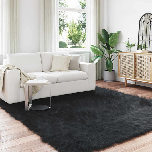 Műbáránybőr szőnyeg TAFALLA Fekete 200 x 200 cm Poliészter