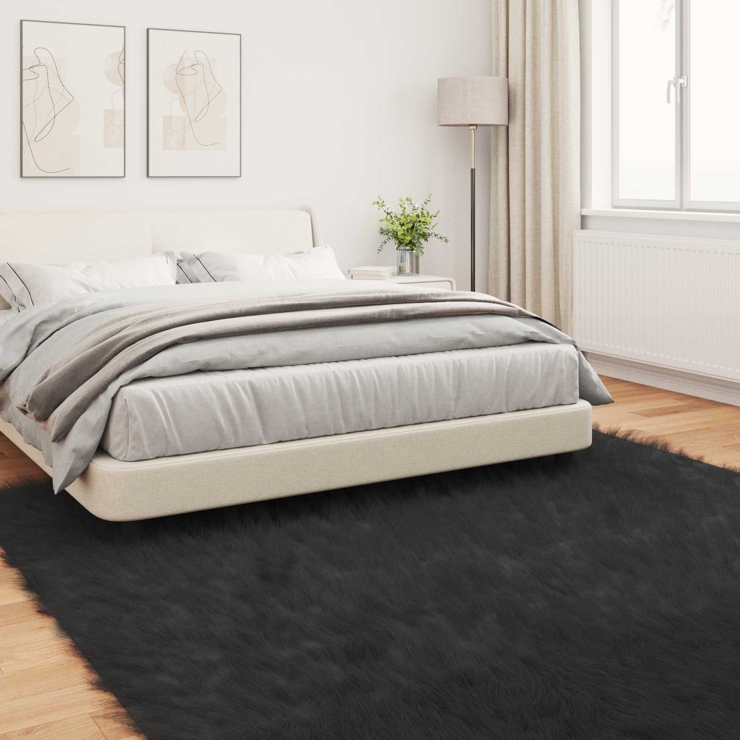 Műbáránybőr szőnyeg TAFALLA Fekete 200 x 200 cm Poliészter