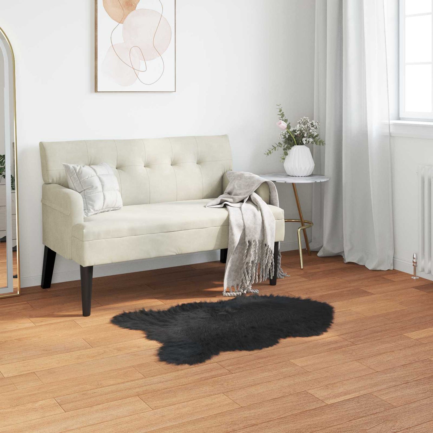 Műbáránybőr szőnyeg TAFALLA Fekete 60 x 90 cm Poliészter