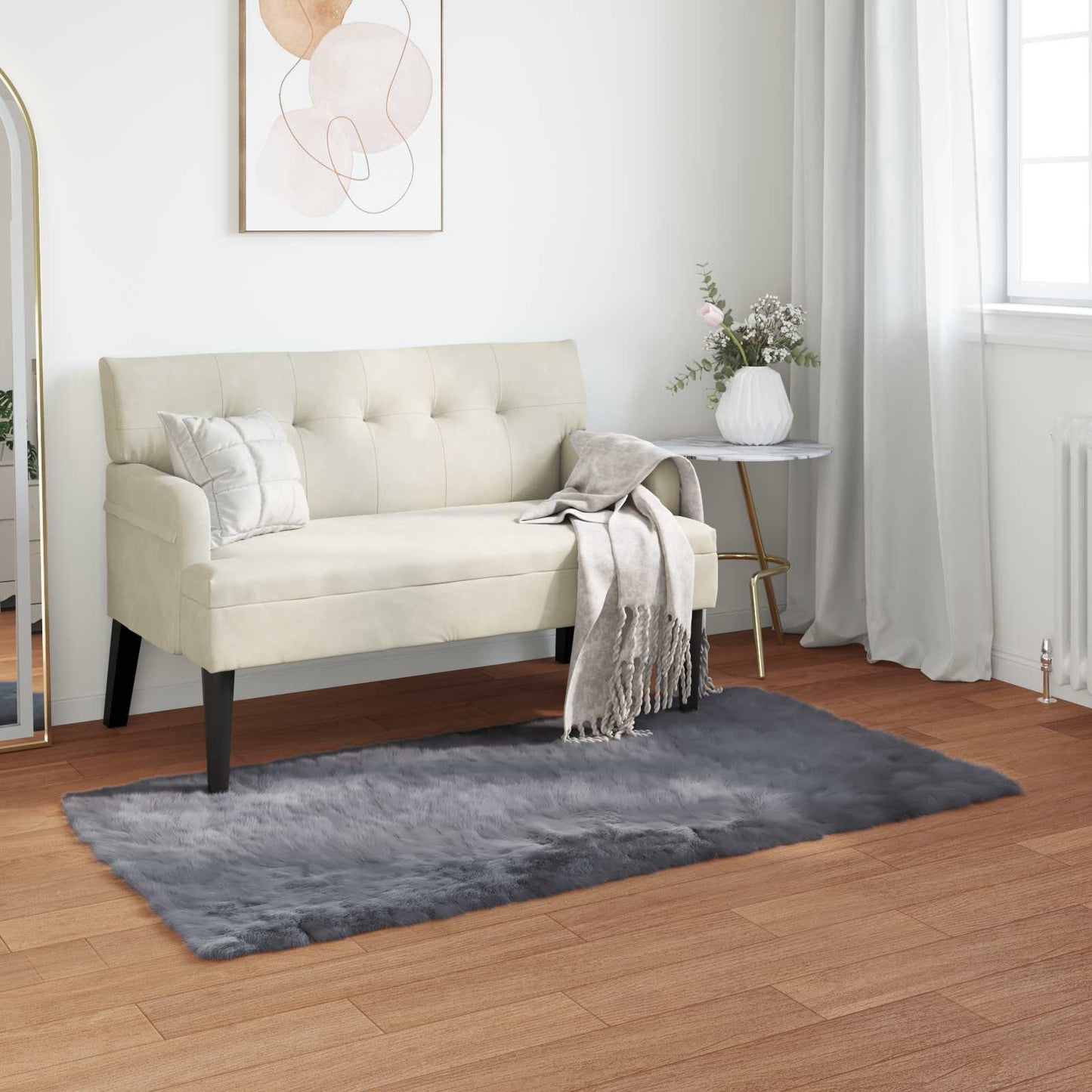 Műbáránybőr szőnyeg TAFALLA Antracitszürke 60 x 110 cm
